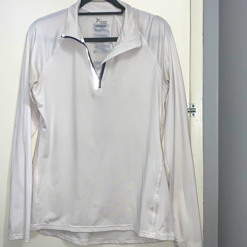 White athletic long sleeve shirt